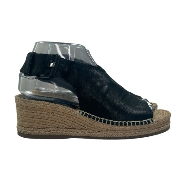 Rag & Bone Women SZ 7/37 Black Leather Crisscross Strappy Espadrille Sandal Shoe - Picture 1 of 11
